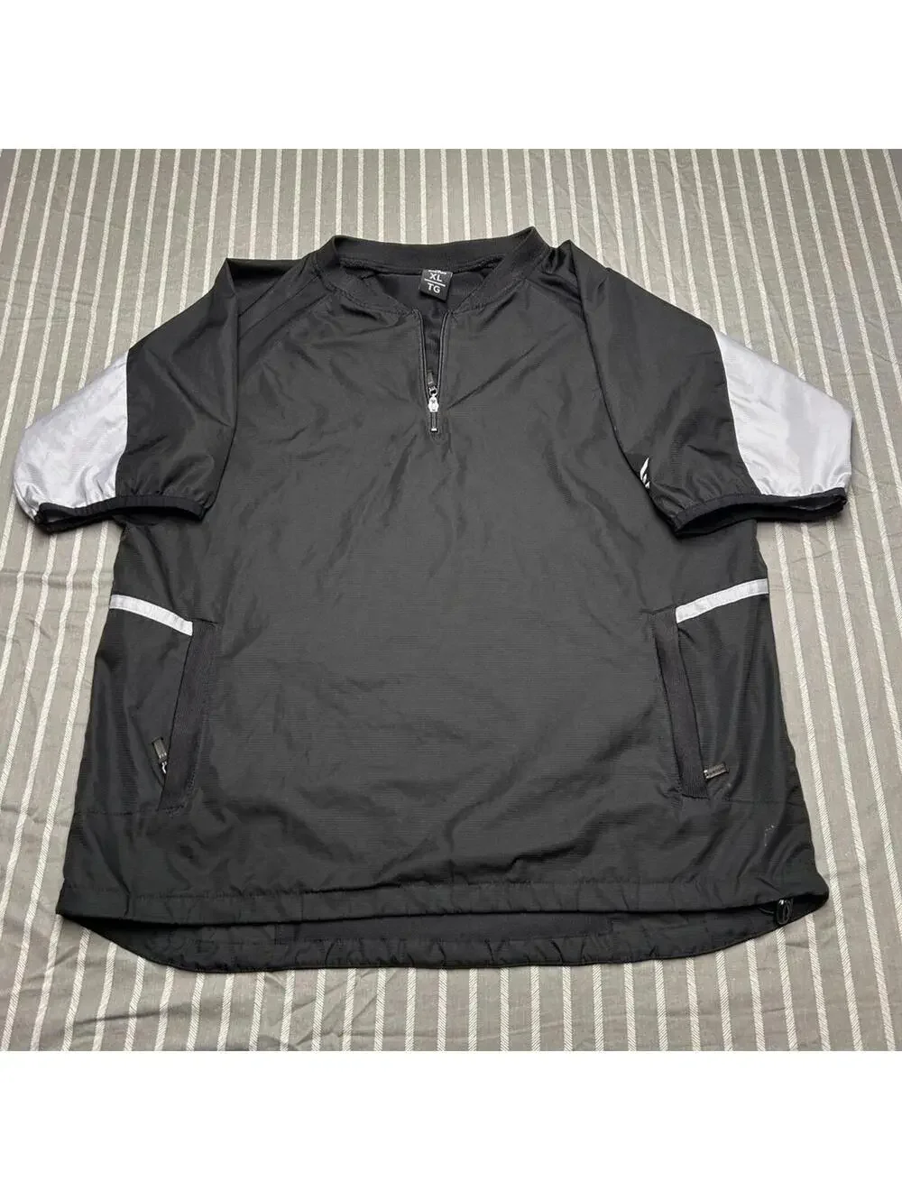Easton XXL short-sleeve 3/4 zip baseball windbreaker jacket black pullover
